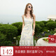 三彩獨醒2025夏季新款法式度假風(fēng)連衣裙V領(lǐng)吊帶裙A字長(cháng)裙F 天光色花卉 XL 170/92A