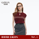 歌莉婭天絲T恤女初夏穿搭2025新款設計感條紋針織衫上衣1E5J5G300 91R酒紅 S