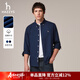 哈吉斯（HAZZYS）男裝 秋款純棉男士襯衣外穿牛仔長(cháng)袖襯衫男ASCZK1CCX44 深藍色DL L （175/96A 48）