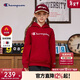 Champion冠軍男女童紅色加絨連帽衛衣25秋新款休閑復古學(xué)院風(fēng)兒童上衣外套