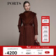 PORTS 寶姿秋冬新品女裝時(shí)尚連帽保暖鵝絨中長(cháng)款長(cháng)袖羽絨服 濃郁可可 S