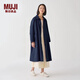 MUJI IDEE 女式 平紋 長(cháng)款外套 風(fēng)衣大衣女春秋  GAD01C4S 藏青色 M （155/80A）
