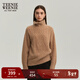 Teenie Weenie小熊女裝冬裝北歐風(fēng)法式高領(lǐng)絞花肌理感毛衣毛針織衫 駝色 M 165
