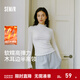 森馬（Semir）長(cháng)袖T恤女半高領(lǐng)緊身純色冬季2025新款發(fā)熱抓絨木耳邊打底衫 奶白10501 M
