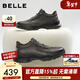 百麗厚底增高健步鞋男25秋新抓紋牛皮戶(hù)外休閑運動(dòng)鞋A2215CM5預售 黑色 41 (255mm)
