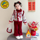 G.duck拜年服女童漢服冬季加絨喜慶過(guò)年服兒童新中式棉衣女寶寶新年衣服 花開(kāi)富貴年服酒紅色+包包 100 建議2-3歲25-30斤