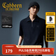 卡賓（CABBEEN）【重磅純棉】男裝火元素logo短袖Polo衫拉鏈翻領(lǐng)上衣潮牌T恤 煤黑色01 2XL /185/54