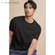 ZINGCHEN【抗皺彈力液氨棉】ZINGCHEN男士T恤短袖圓領(lǐng) 絲光棉冰絲白色tee 黑色，現貨 2XL