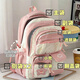瑞潮多隔層書(shū)包女ins星星百搭小學(xué)生初中高中三到六年級雙肩包大容量 粉色【眼鏡狗】