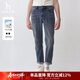 哈吉斯（HAZZYS）男裝 春秋款男褲子休閑長(cháng)褲經(jīng)典水洗牛仔褲男ATDZP0BAX89 深藍色 DL 34 （175/82A）
