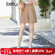 betu百圖女裝短褲女夏ins風(fēng)簡(jiǎn)約多色休閑短褲女高腰闊腿褲短褲女2204T57 咖啡色 M