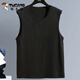 啄木鳥(niǎo)（TUCANO）背心男夏季純棉無(wú)袖寬肩T恤青少年男士休閑背心寬松籃球運動(dòng)上衣 黑/純色 4XL （重190-210斤高185-195）