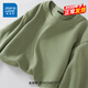 真維斯（Jeanswest）220g重磅華夫格長(cháng)袖t恤男春秋款肌理感戶(hù)外休閑打底衫內搭上衣男 【220g重磅】棕櫚綠(純色) L (175) (收藏加購優(yōu)先發(fā))
