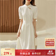 尚都比拉新中式氣質(zhì)連衣裙女夏季旗袍改良版中長(cháng)款小個(gè)子A字裙 米白色 XL