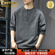 東方駱駝（EASTERN CAMEL）奢華高端2026新款男士純棉長(cháng)袖t恤百搭潮流衛衣男寬松休閑打底衫 炭灰色 S (165) 合適體重90-115斤