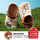 SNOOPY史努比童鞋男童拖鞋夏季時(shí)尚Q萌卡通洞洞鞋包頭沙灘鞋4901米色36