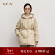 OVV秋冬熱賣(mài)女裝中長(cháng)款連帽隨附腰帶直筒保暖羽絨服 卡其色 L