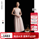 朗姿2025夏季新款優(yōu)雅一字領(lǐng)無(wú)袖連衣裙女高端法式修身收腰裙子 淡粉色 S