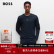雨果博斯BOSS男士秋冬撞色徽標常規版彈力棉質(zhì)T恤 404-深藍色 L