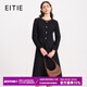 愛(ài)特愛(ài)（EITIE）高級感氣質(zhì)假兩件連衣裙秋冬新款小香風(fēng)長(cháng)袖A字裙D2507909 極簡(jiǎn)黑20 M (160)
