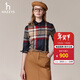 哈吉斯（HAZZYS）女裝 春秋款女士彩色大格休閑長(cháng)袖襯衫女ASCSK1BCK01 藏青色NV M (160/84A 38)