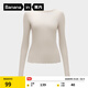 蕉內（Bananain）【劉浩存同款】熱皮501+女士保暖衣內搭長(cháng)袖T恤肌底衣打底衫秋冬 【一字領(lǐng)】燕麥奶 L
