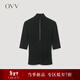 OVV【18針系列】秋冬熱賣(mài)女裝絲棉半高領(lǐng)中袖針織衫 赫本黑 XL