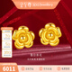 金至尊（3DG Jewellery）落日茶花足金耳飾黃金花朵耳釘女新年禮物黃金耳飾計價(jià) 金重4.50克（配珠寶禮盒）