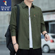 啄木鳥(niǎo)（TUCANO）長(cháng)袖襯衫男士春秋季翻領(lǐng)工裝寬松商務(wù)中青年百搭襯衣 軍綠 XL