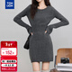 唐獅（TonLion）2025秋冬氣質(zhì)簡(jiǎn)約收腰女圓領(lǐng)連衣裙