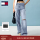 TOMMY JEANS秋冬女裝美式潮流復古淺色洗水高腰破洞顯瘦顯腿長(cháng)牛仔褲 淺牛仔藍1AB 25