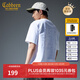 卡賓男裝 創(chuàng  )意logo火焰T恤2025夏季新款卷邊貼布繡 漂白色02 XL /180/52