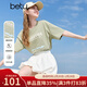 百圖betu女裝2025夏季新款T恤字母印花清新刺繡純棉休閑短袖女2506T15 卡其綠 L