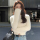 真即法式溫柔仿水貂絨開衫毛衣女秋冬新款慵懶風(fēng)復(fù)古百搭短款針織衫 白色 均碼