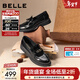 百麗（Belle）復古紐扣牛皮樂(lè )福鞋女2026春新質(zhì)感通勤平跟單鞋B2973AA6 黑色 37 (235mm)