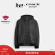蔻馳（COACH）【新年禮物】奧萊男士男裝壓紋皮革TRAINER外套夾克 黑色經(jīng)典標志 M