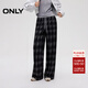 ONLY2025夏季新款通勤風(fēng)復古格子褲直筒褲長(cháng)褲休閑褲女|125314021 H31 深藍格紋 M