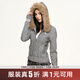 AAISUP韓系菱格毛領(lǐng)連帽針織衫女2025新款秋冬復古短款拉鏈毛衣開(kāi)衫外套 灰色 M
