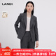 藍地（LANDI）深灰色羊毛收腰氣質(zhì)通勤西裝正裝西服女冬裝新款 深灰色 S