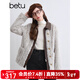 百圖betu女裝冬季新款短外套皮質(zhì)翻領(lǐng)仿皮草保暖外套女2410T69 淺灰 M