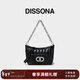 DISSONA迪桑娜女包新款Double D車(chē)花鏈條小方包單肩斜挎【情人節禮物】 黑色