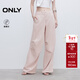 ONLY2025夏季新款街頭純色高腰寬松工裝喇叭褲牛仔褲女|125232053 C19季淺粉色 XS XS標準褲長(cháng)