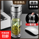 雙層加厚玻璃杯高硼硅保溫杯帶茶隔男士水杯茶水分離耐熱450mL 【彈蓋款】雙層加厚-鋼本色350ml