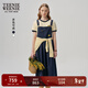Teenie Weenie小熊白色連衣裙2025夏季減齡學(xué)院風(fēng)背帶裙中長(cháng)裙 藏青色 S