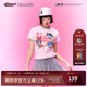 BJHG飛天小女警聯(lián)名 不計后果復古卡通正肩t恤女款夏潮牌新款舒適短袖 花束粉 XL