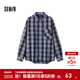 森馬（Semir）長(cháng)袖襯衫男格紋絨感牛仔外套不規則下擺冬季寬松翻領(lǐng)上衣時(shí)尚 藍灰色調00482 M