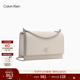 Calvin Klein【情人節禮物】單肩包荔枝紋包包金屬搭扣鏈條翻蓋CK女包斜挎包