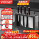 摩飛電器（Morphyrichards）刀具消毒一體機刀具套裝消毒刀架砧板消毒烘干機家用菜刀廚師刀水果刀切菜刀廚具六件套 MR1006 【鋼化玻璃+不銹鋼邊框】四刀兩板
