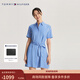 Tommy Hilfiger春夏女裝時(shí)尚商務(wù)氣質(zhì)休閑通勤條紋收腰顯瘦寬松襯衫連衣裙 藍白條紋0A4 M (36)