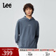 Lee25秋冬新品舒適版Logo印花復古男連帽長(cháng)袖衛衣潮LMT010841204 復古牛仔藍 L